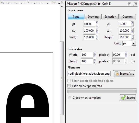 Inkscape - Export PNG Image