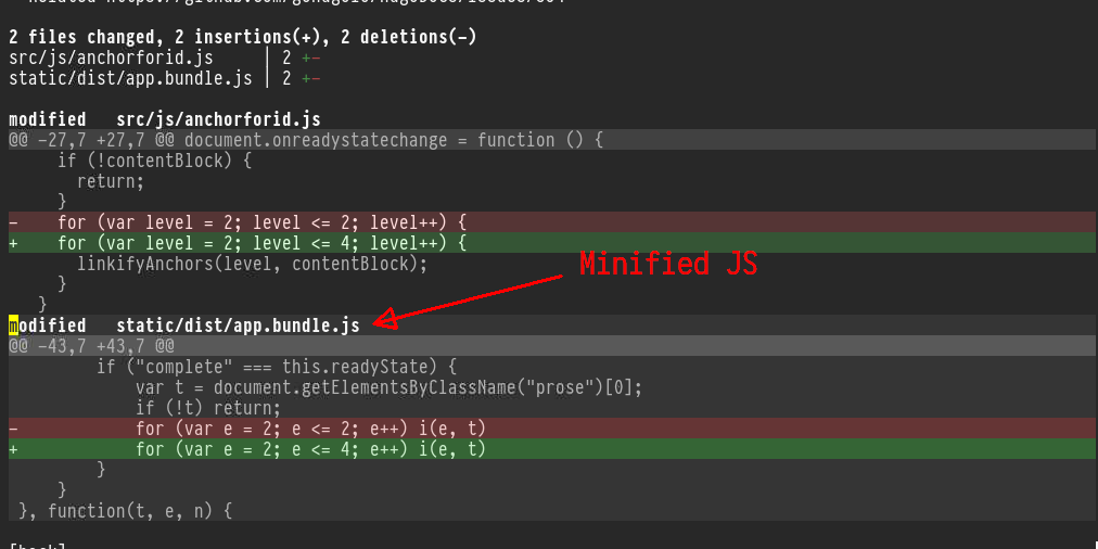 compare minified js files